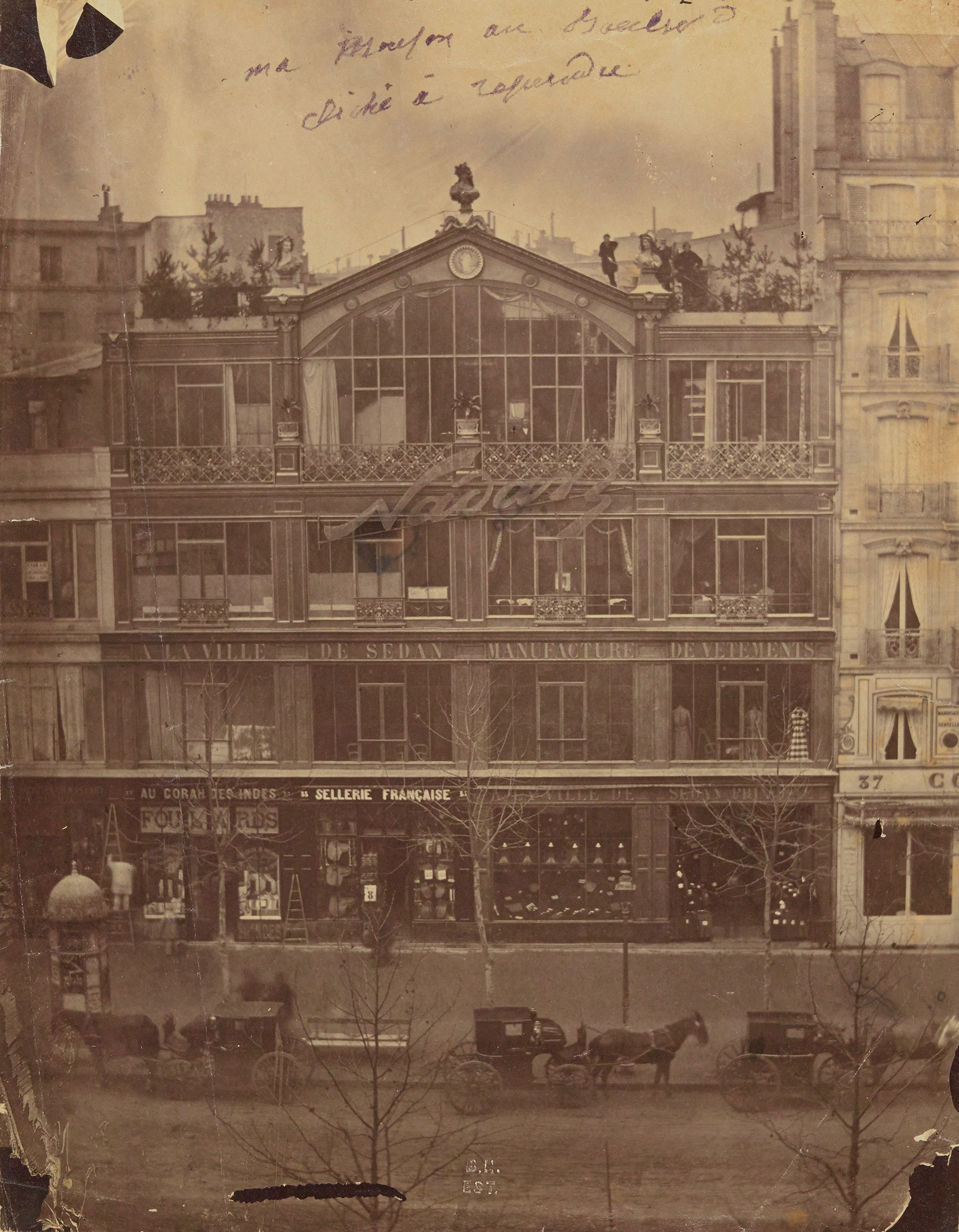 A photograph by Felix Tournachon, known as Nadar, of his studio at 35 Boulevard des Capucines in Paris, which in 1874 became the site of the first Impressionist exhibition