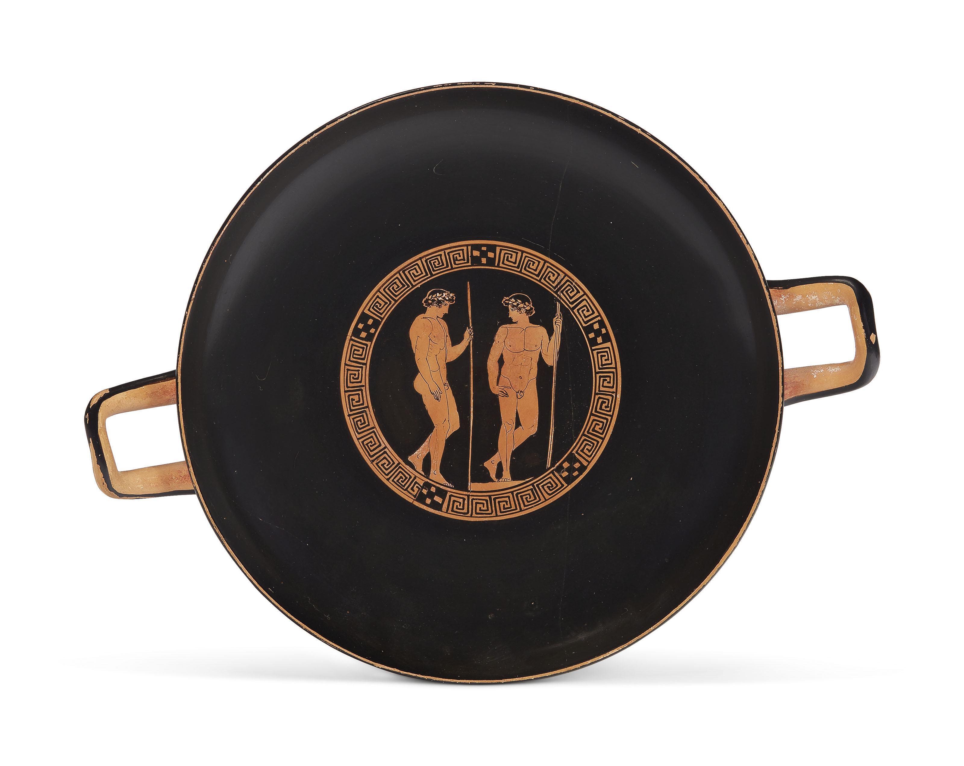An Attic red-figured kylix, attributed to the Eretria Painter, circa 430-425 B.C., sold for $30,000 on 29 April 2019 at Christie's in New York
